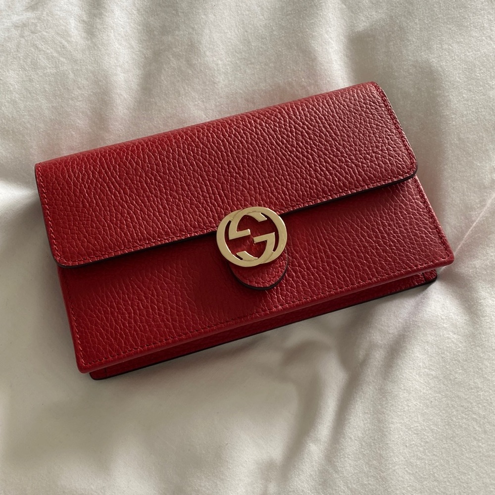 Gucci Wallet on Chain Interlocking G Leather Shoulder Bag